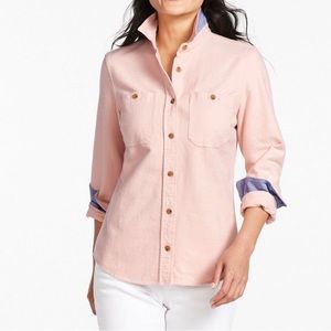 LL Bean Chamois Flannel Long Sleeve Button Down Shirt in Pink Size Medium